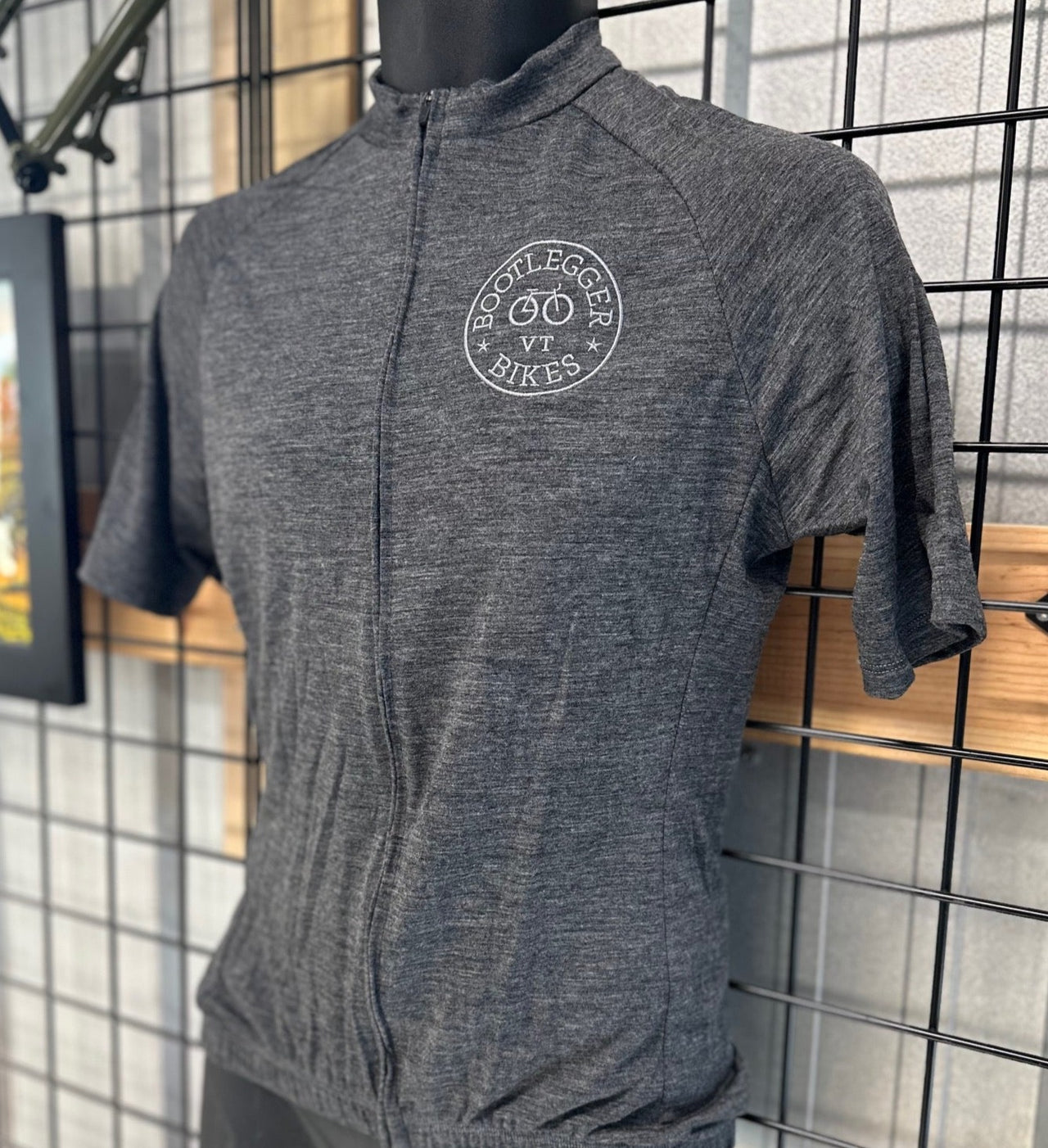 Merino Wool Short Sleeve Jersey - US Made, Fullzip, Heather Gray - Custom Embroidered