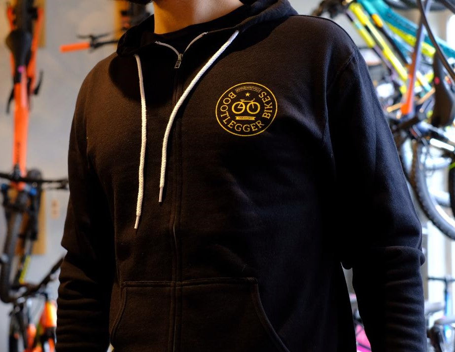 Bootlegger Bikes Hoodie - Black with Gold Derailleur