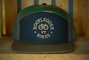 Bootlegger Bikes Embroidered 7-Panel Trucker Hat (Mesh Back) - Camo