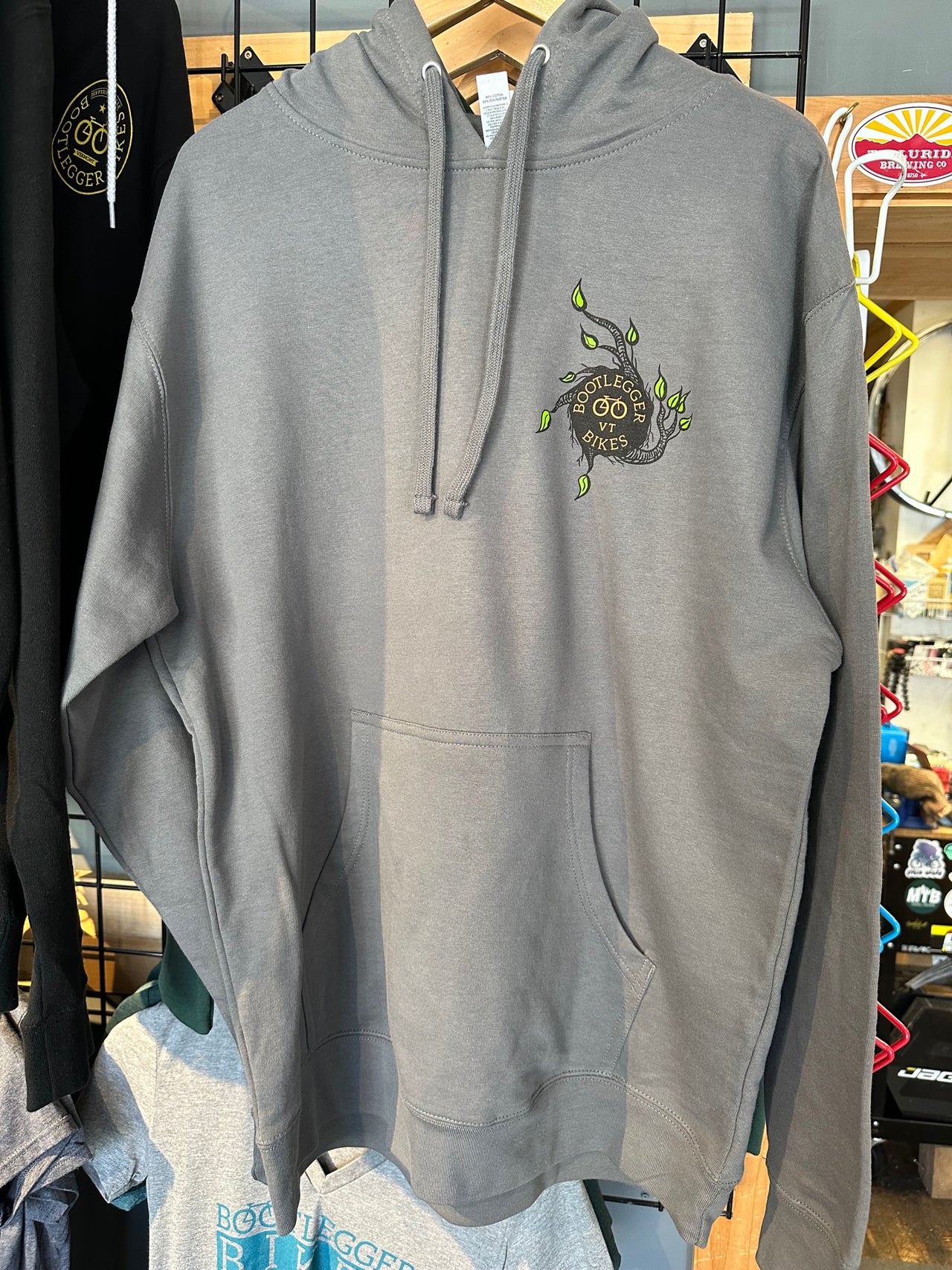 Bootlegger Bikes Hoodie - Charcoal with Flowering Planter